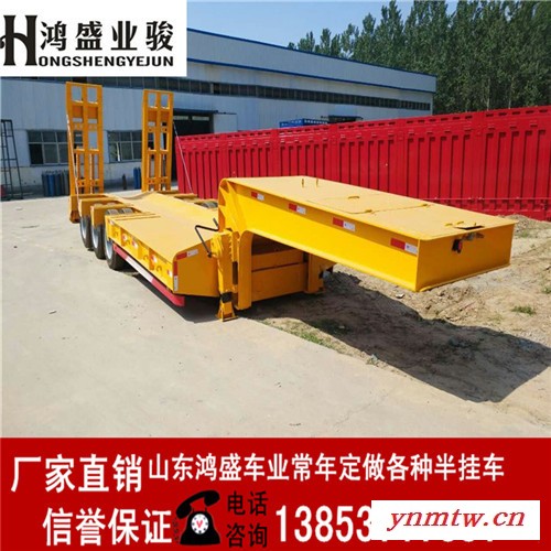 挖掘机运输半挂车 挖掘机运输半挂车价格 13.75米低平板半挂车 13米挖掘机拖板车 11 12米液压梯式挖掘机拖车图5