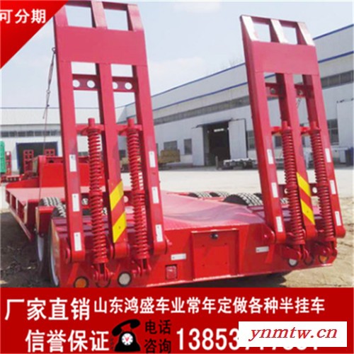 挖掘机运输半挂车 挖掘机运输半挂车价格 13.75米低平板半挂车 13米挖掘机拖板车 11 12米液压梯式挖掘机拖车图6