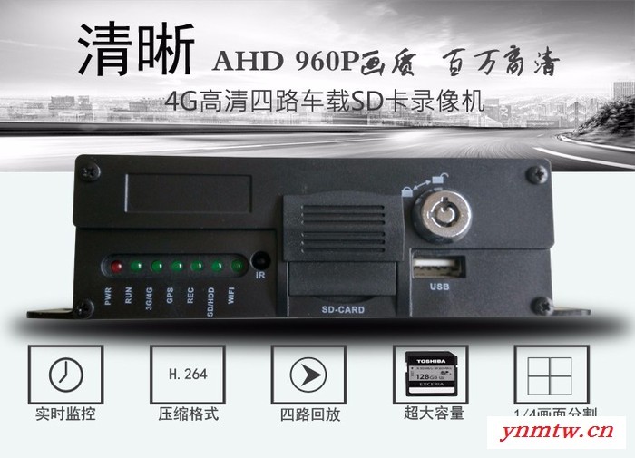 辽宁地区供应4路SD卡车载录像机 4G GPS北斗定位校车货车 客车车载监控远程主机 4g4路SD卡车载录像机图2