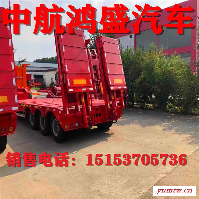 厂家出售13米低平板半挂车 挖掘机半挂车配置 钩机板挂车参数图4