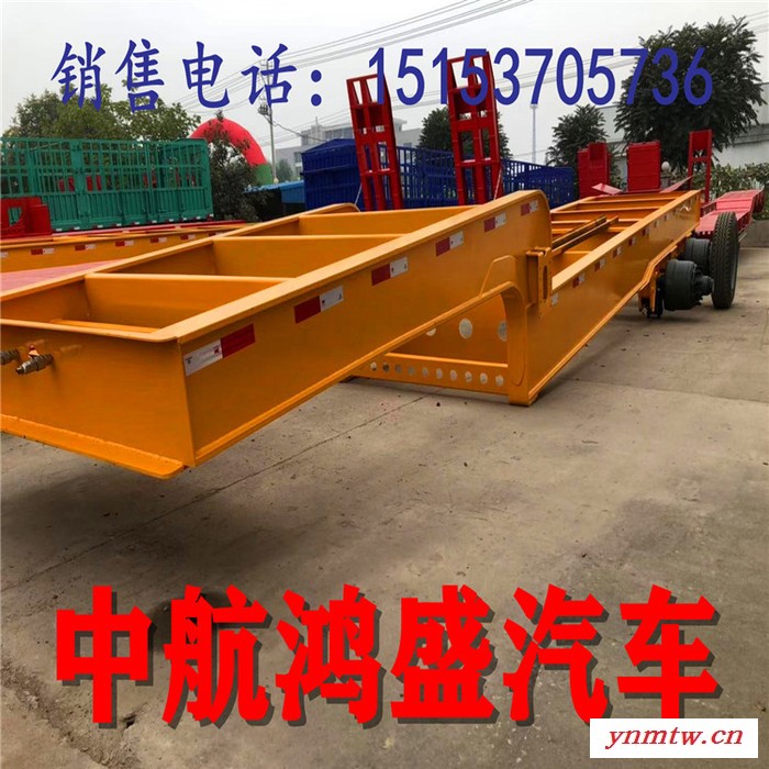 厂家出售13米低平板半挂车 挖掘机半挂车配置 钩机板挂车参数图2