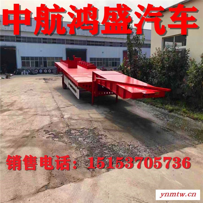 厂家出售13米低平板半挂车 挖掘机半挂车配置 钩机板挂车参数图3