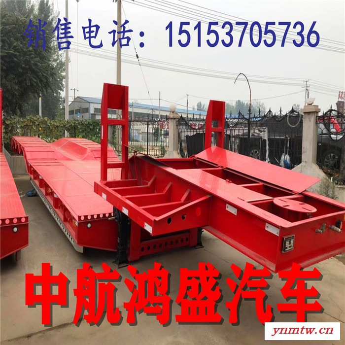 厂家出售13米低平板半挂车 挖掘机半挂车配置 钩机板挂车参数图1