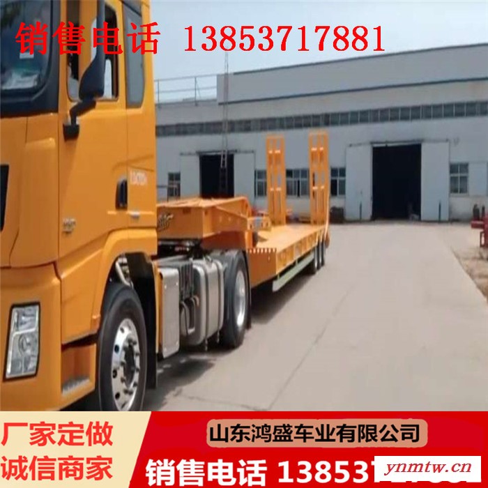 挖掘机低平板半挂车 三线六轴低平板车 四线八轴挖掘机半挂车 拼接式低平板半挂车价格图3