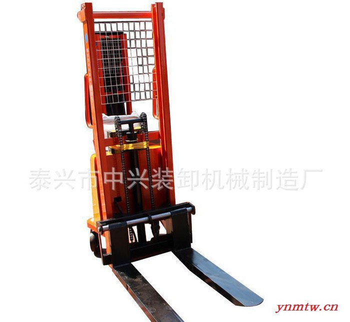 定制1吨1.6米半电动堆高车/叉车/搬运车/电动升高车 电动叉车图1