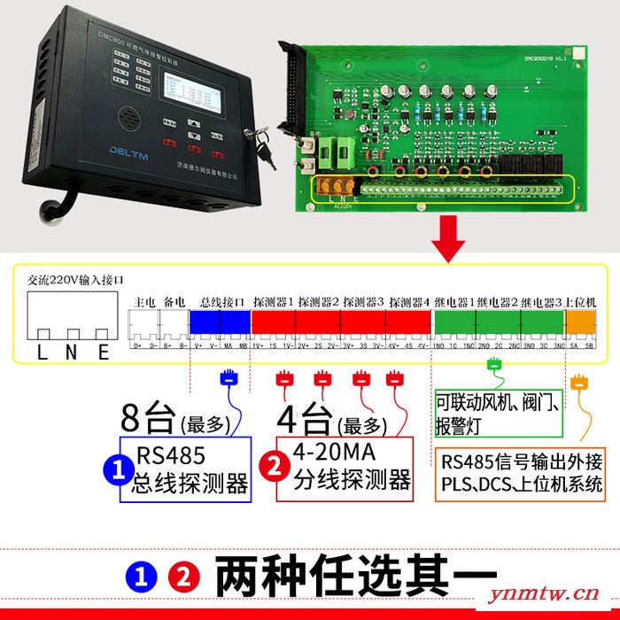 壁挂式 气体报警监控系统 分线一拖四总线一拖八 报警控制器 厂家供应图2