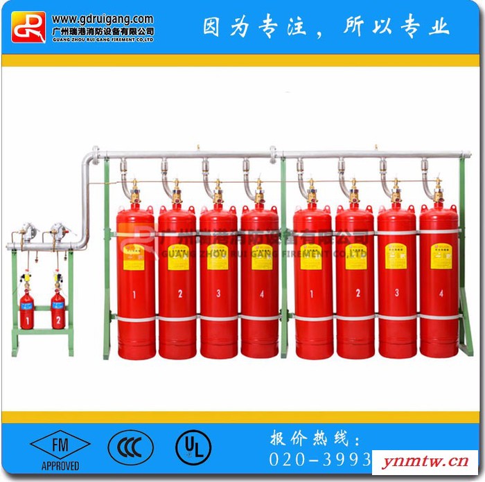 控制中心灭火系统瑞港管网型七氟丙烷气体灭火装置自动灭火系统