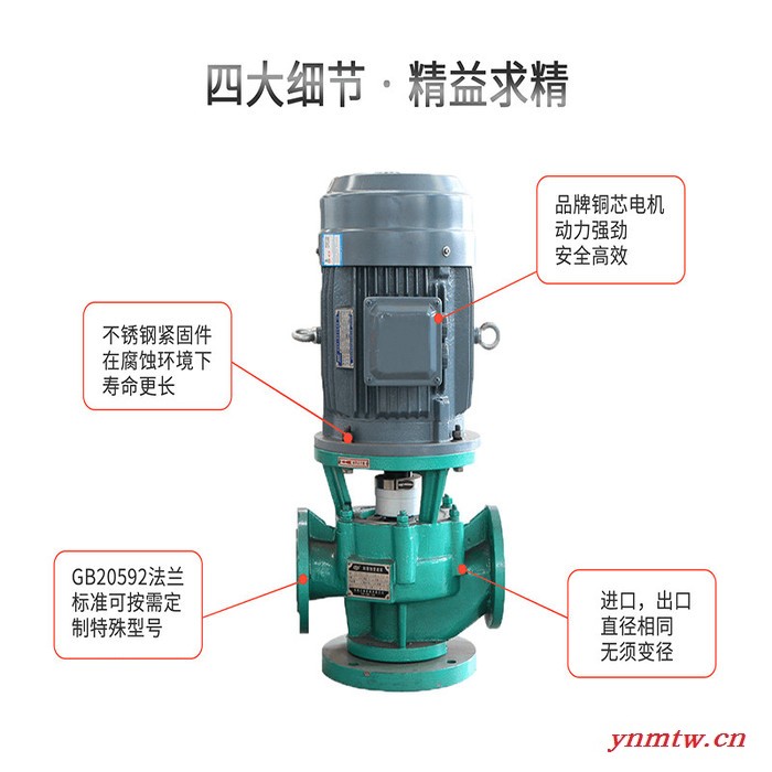 JiangNan/江南泵业GBF40-30 立体式管道离心泵 氟塑料衬里化工泵 高压泵压滤机图3