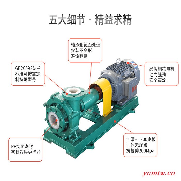 JiangNan/江南泵业 耐腐耐磨料浆泵 压滤机进料液压泵 塑料酸泵泵厂 FMB50-32-160图3