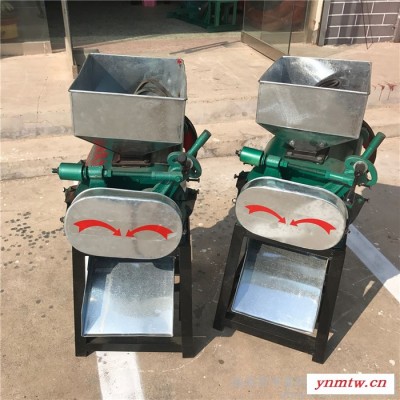 玉米燕麦压扁机 电动小麦黄豆破碎机多功能对辊式挤扁破碎机