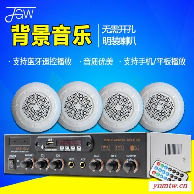 JGWJGW USB-50W 吸顶音箱吸顶喇叭套装天花吊顶音响定压功放机背景音乐音箱广播室内家用嵌入无线店铺餐系统厅公共