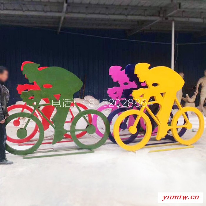 骑车人雕塑   抽象玻璃钢雕塑图6