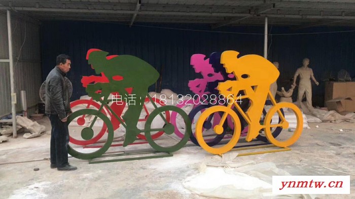 骑车人雕塑   抽象玻璃钢雕塑图1