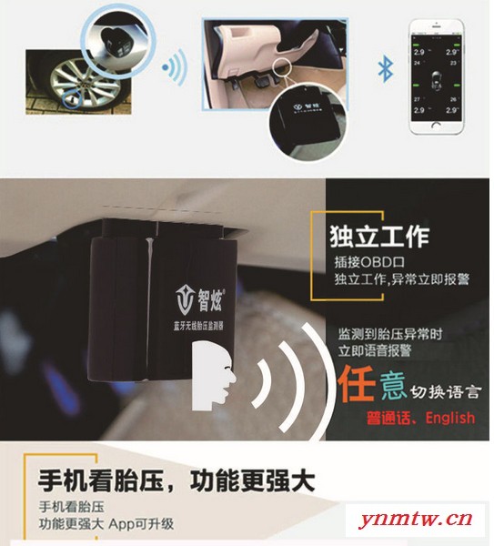 智炫胎压监测系统,TPMS内置,OBD胎压监测,免接线无线胎压监测报警系统,进口以色列电池,英飞凌MCU图3