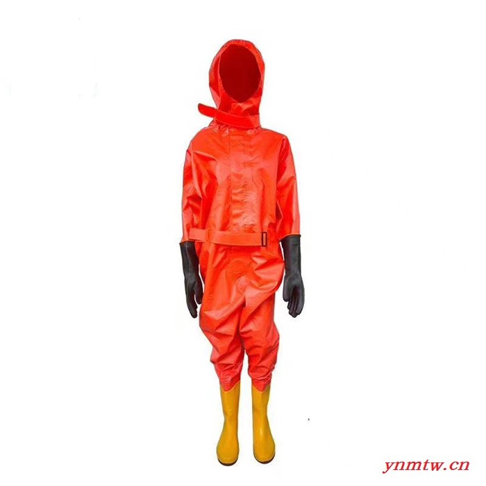 轻型防化服 简易连体带帽防尘毒液氨酸碱腐蚀防化服半封闭式 空气呼吸器图1