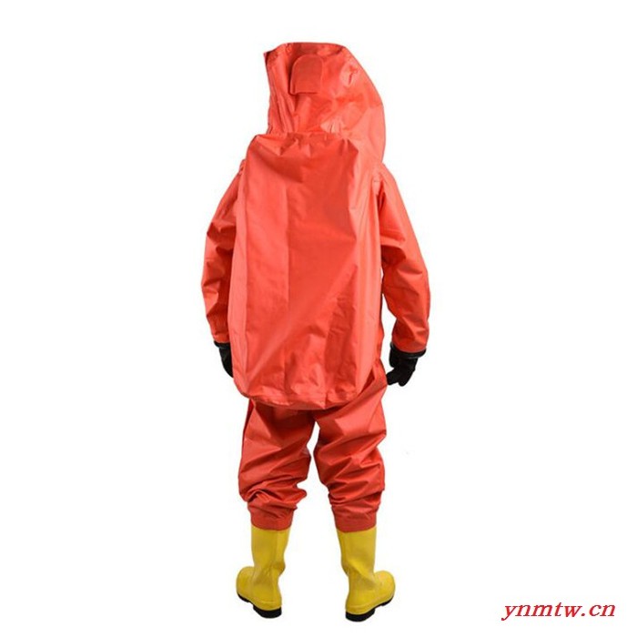 轻型防化服 简易连体带帽防尘毒液氨酸碱腐蚀防化服半封闭式 空气呼吸器图4