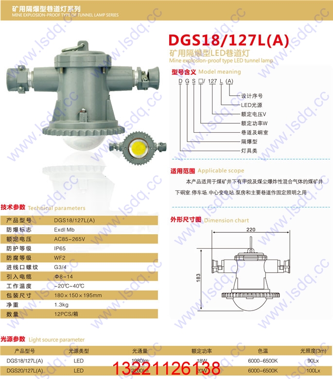 DGS20/127L（A） 矿用LED巷道灯