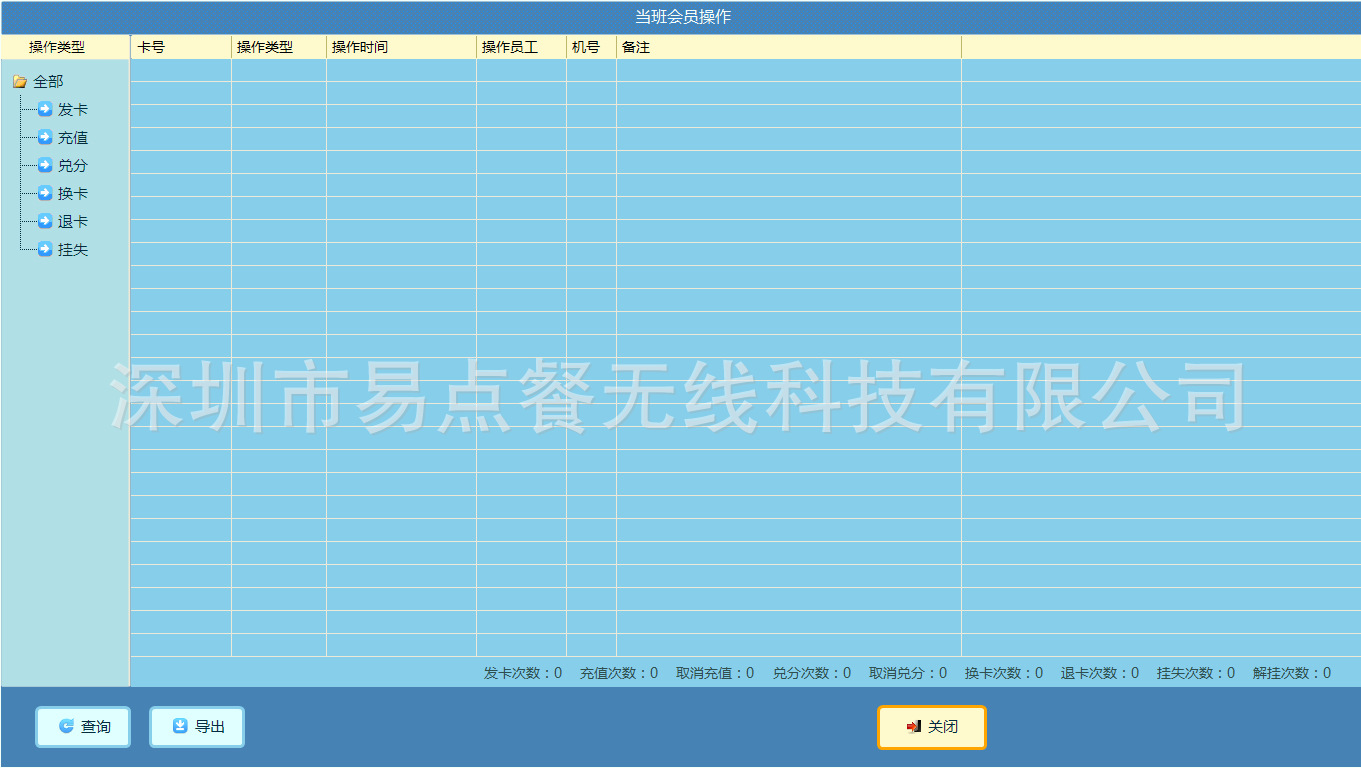 当班会员操作